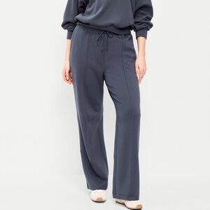 Mid Rise Dynamic Fleece Textured Wide Leg Sweatpant